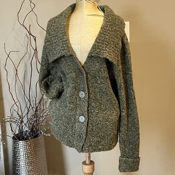 Celina Yang Cardigan Women Medium Green Chunky Knit Sailor Goblincore Grunge 90s - Picture 5 of 8